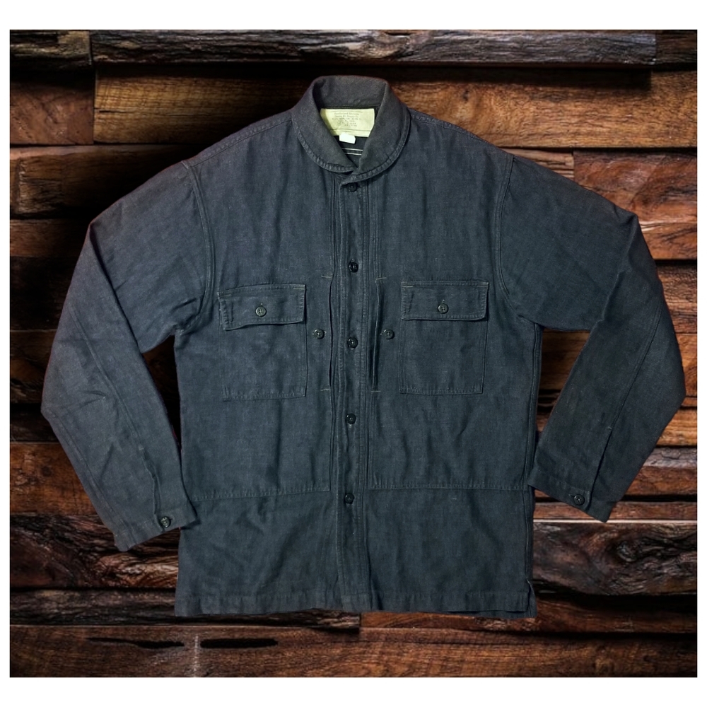 DOUBLE RL RALPH LAUREN RRL OVERDYED INDIGO LINEN DECK JACKET- MEN'S SIZE MEDIUM